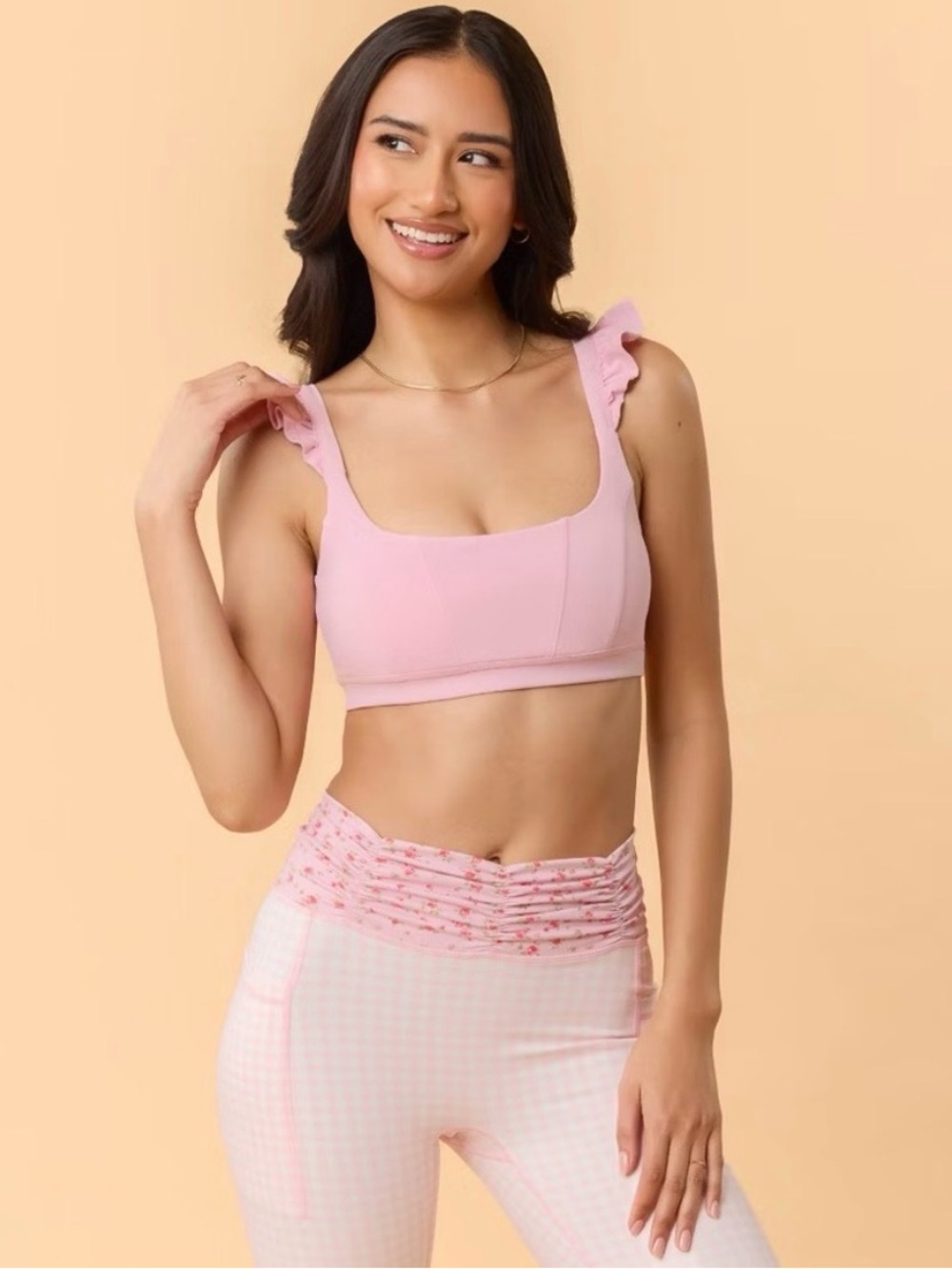 Blogilates Women's Ruffle Corset Sports Bra Pink Size XS